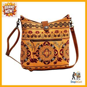 Western Leather Crossbody Shoulder Bag Chic Stylish Everyday Pouch